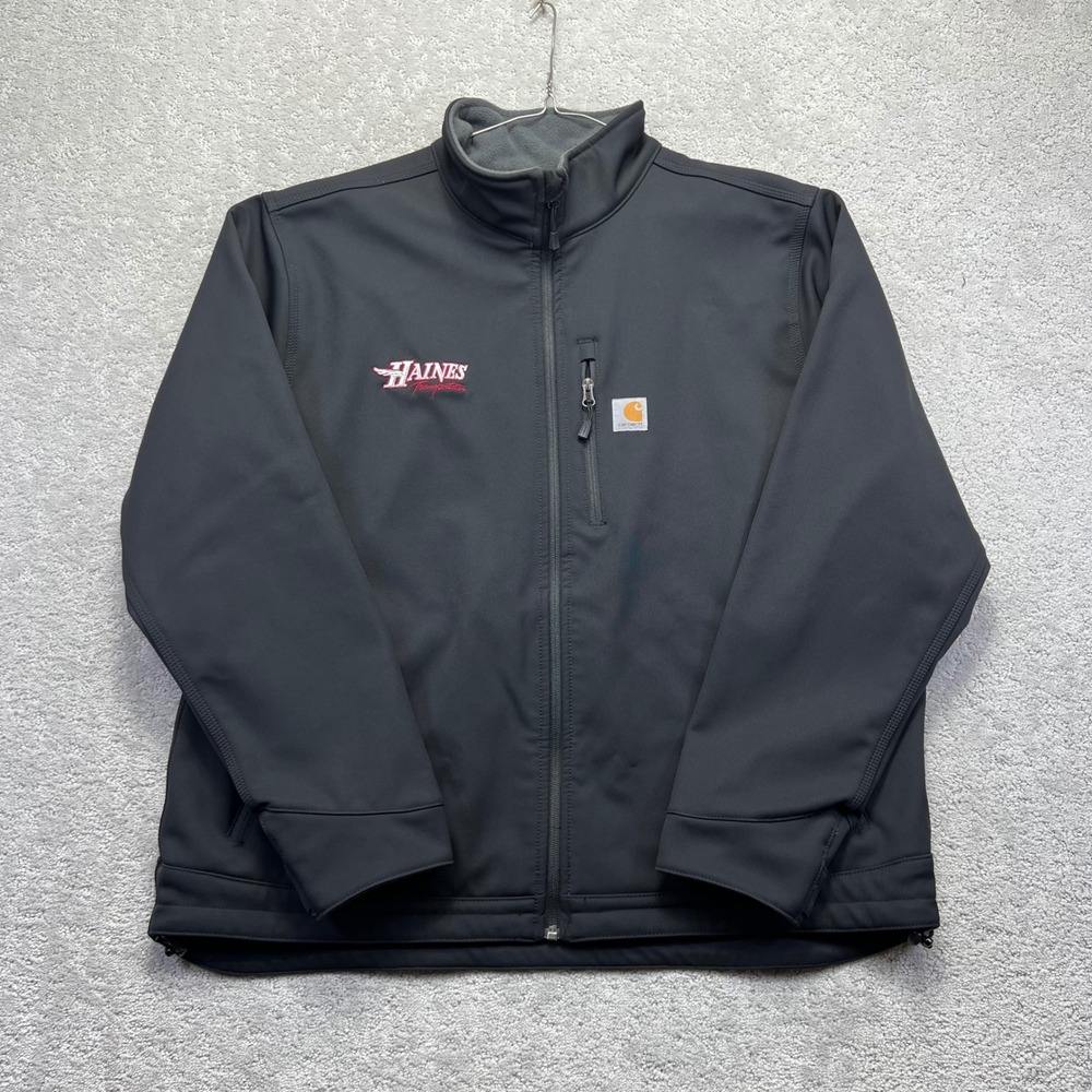 Carhartt Jacket Mens 2XL Black Crowley Soft-shell Fleece Lined Work Company Logo
